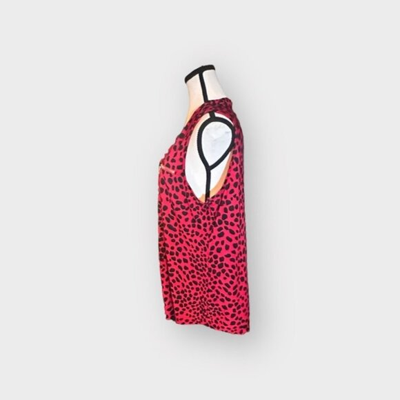 Women’s Lily Morgan XL Red and Black Dalmatian Print Breast Pockets Zippers - Picture 5 of 9
